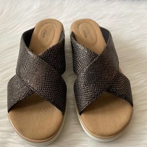 Clarks Womens Collection Jill Black Lizard 6.5M